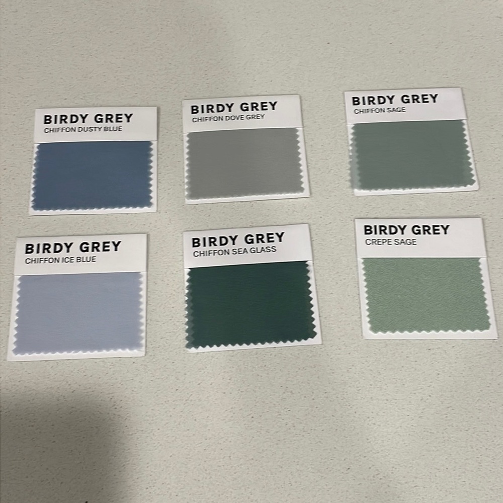 Birdy Grey Bridesmaid Dress Fabric Color Swatches